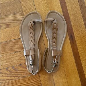 Rampage Tan Braided Slingback Sandals
